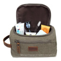 Large Capacity Two Compartments Vintage Men Travel Toilet Pouch Cosmetics Makeup Bag